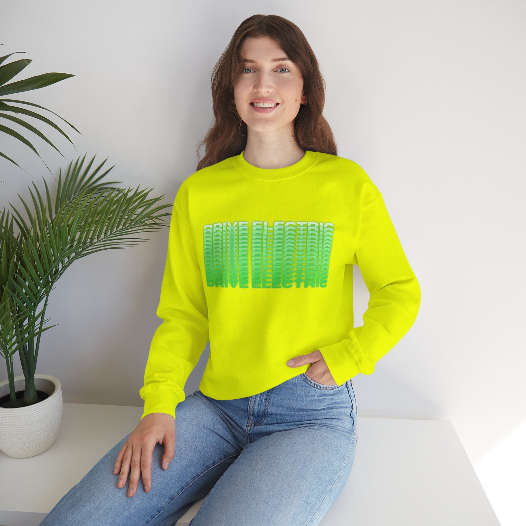 Drive Electric Unisex Heavy Blend™ Crewneck Sweatshirt-Volt Green